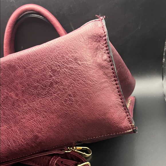 Burgundy Studded Women's Bag - Picture 4 of 6